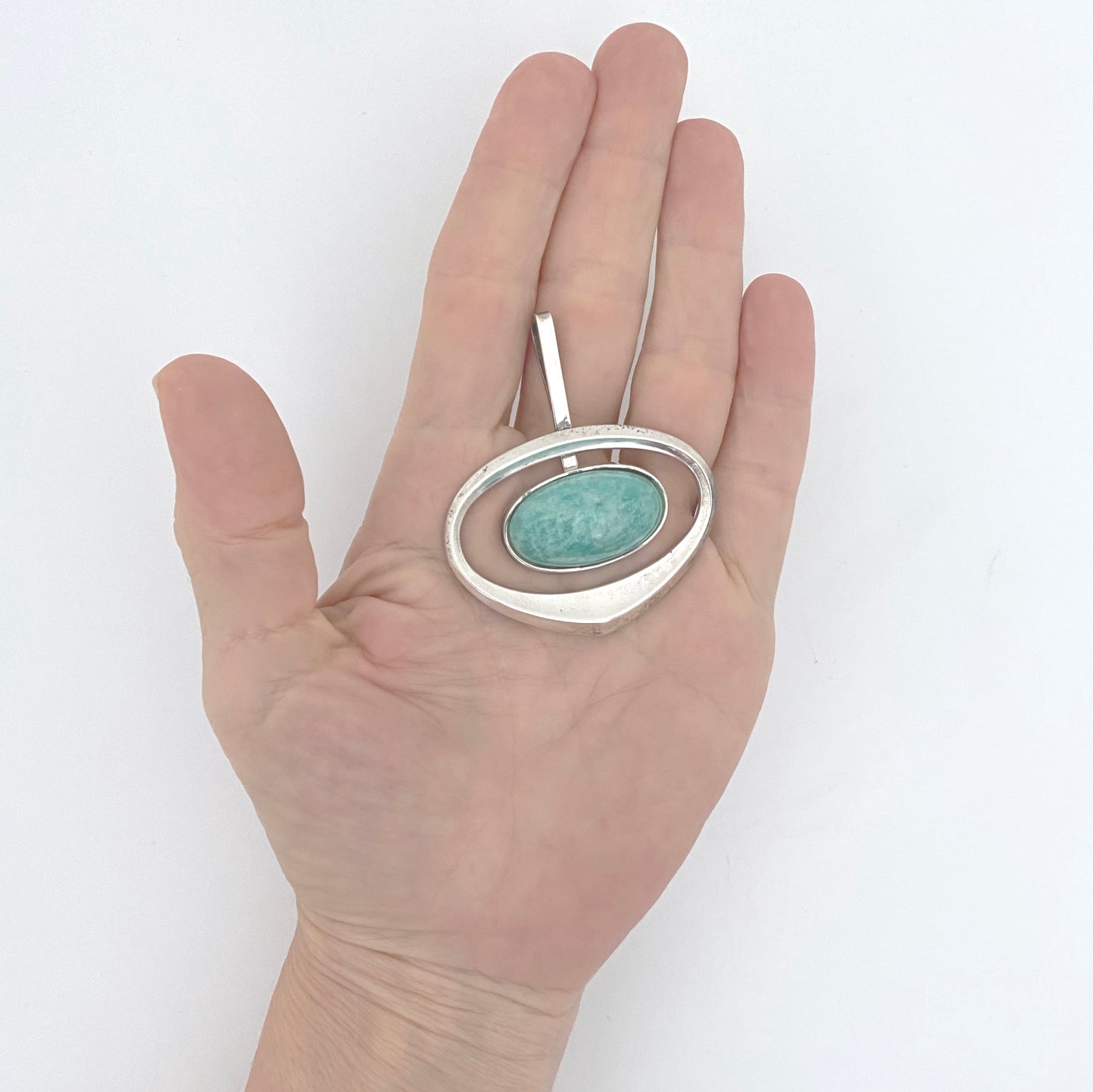 scale David-Andersen Norway vintage silver amazonite Mariannes Heart pendant Scandinavian Modernist jewelry design