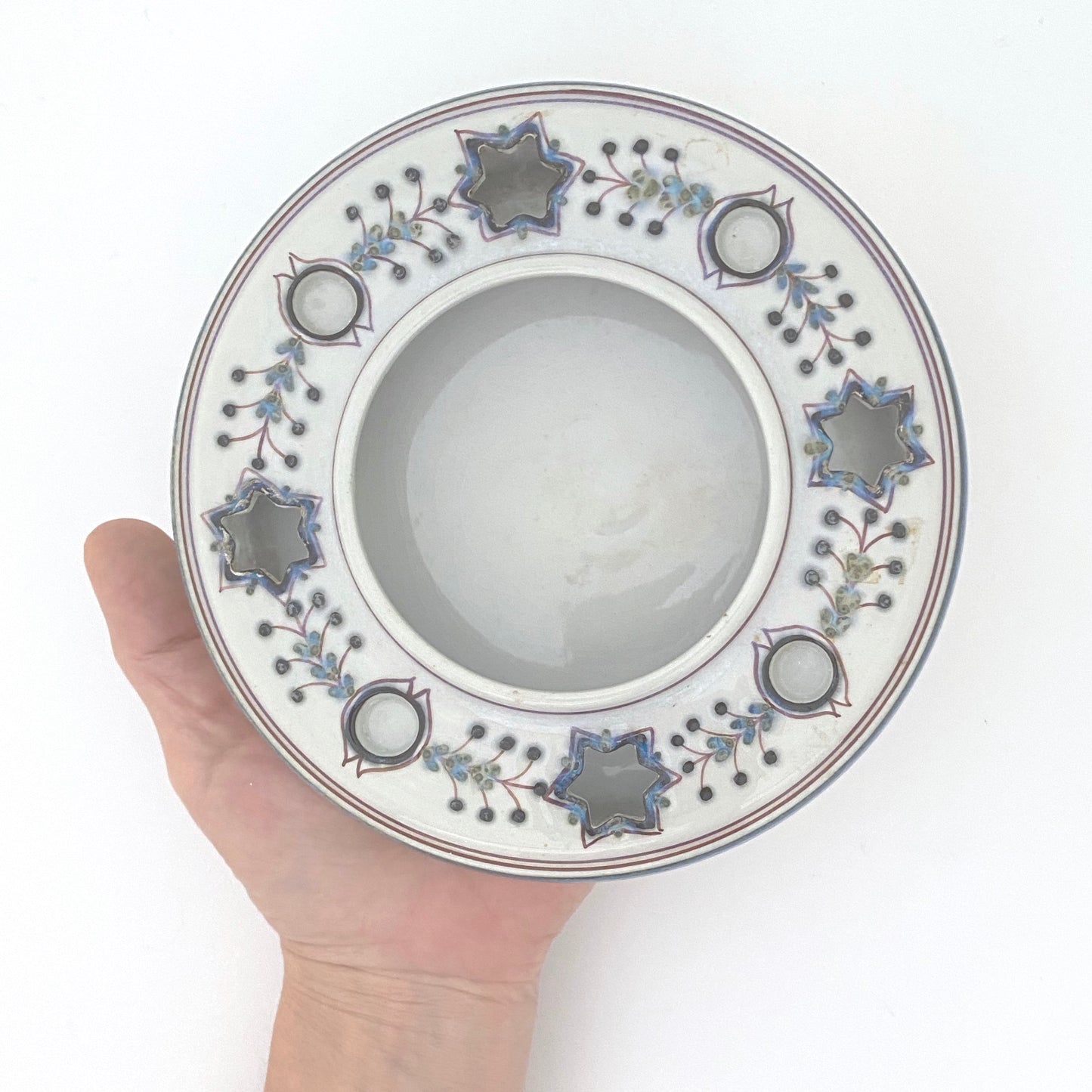 scale Royal Copenhagen Denmark vintage faience Tenera Aluminia Christmas advent table wreath candle holder Berte Jessen