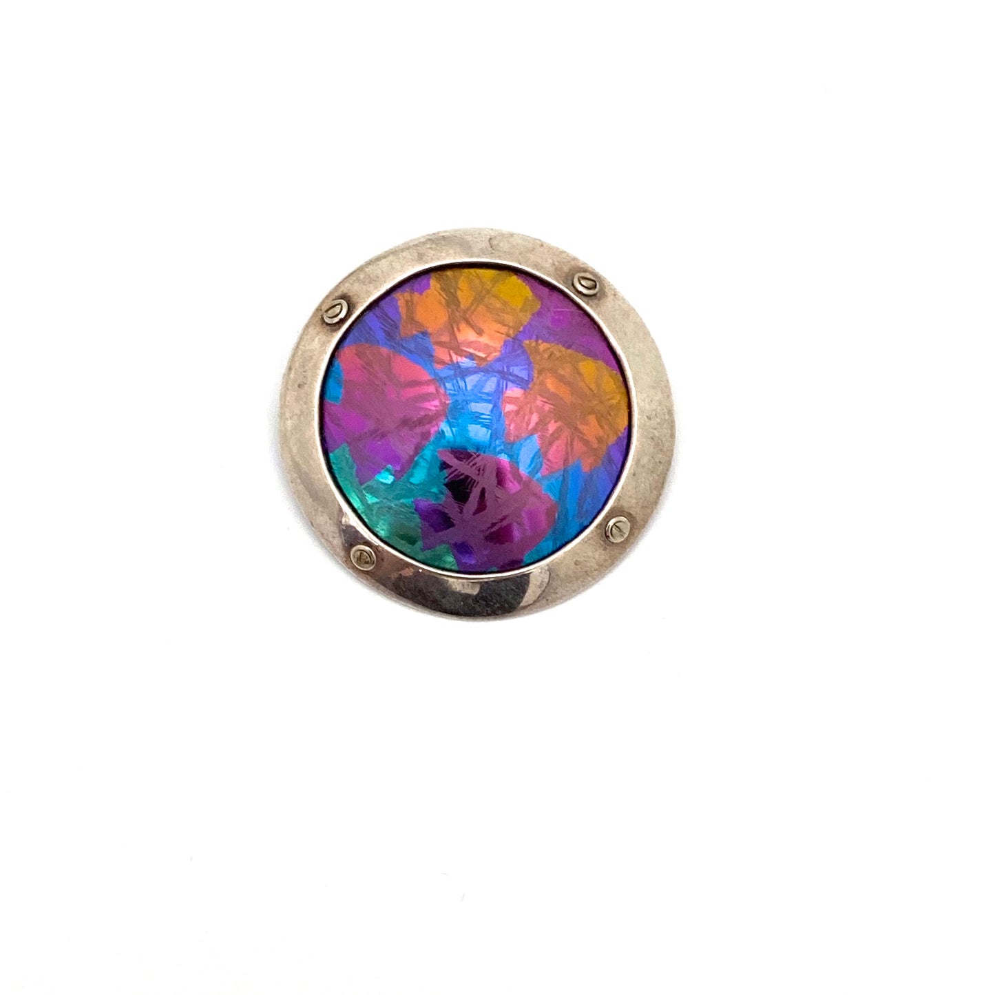 vintage sterling silver & anodized aluminum Postmodern brooch