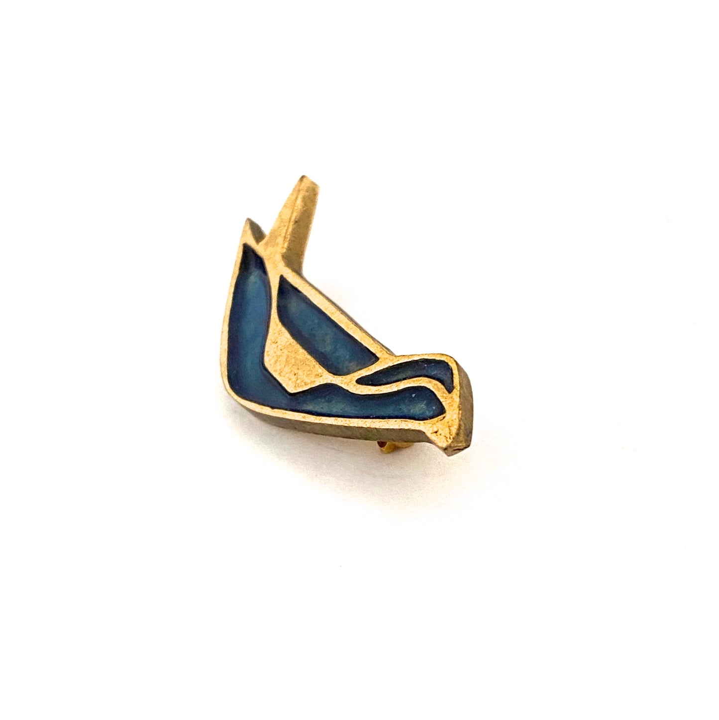 profile Bernard Chaudron Canada vintage bronze resin enamel bird pin brooch Modernist Canadian jewelry deign