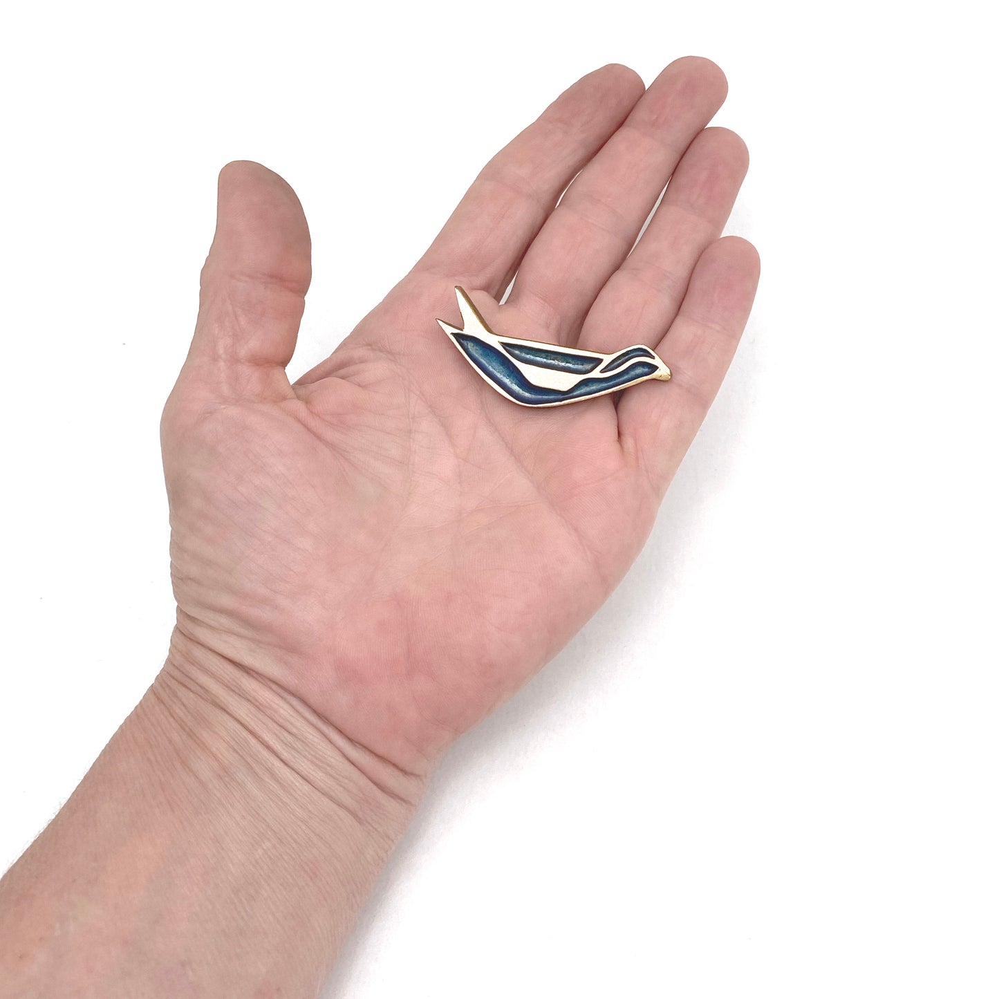 Bernard Chaudron bird brooch ~ dark blue resin enamel