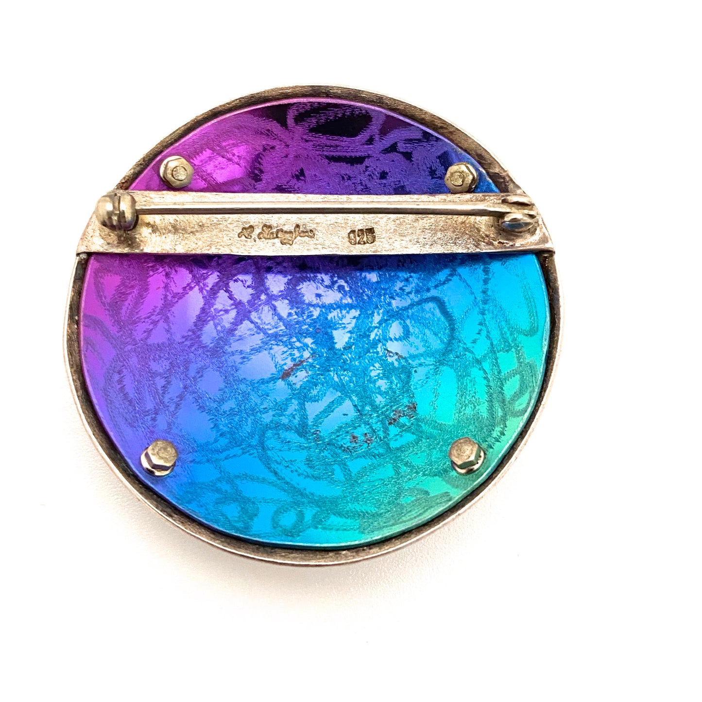vintage sterling silver & anodized aluminum Postmodern brooch