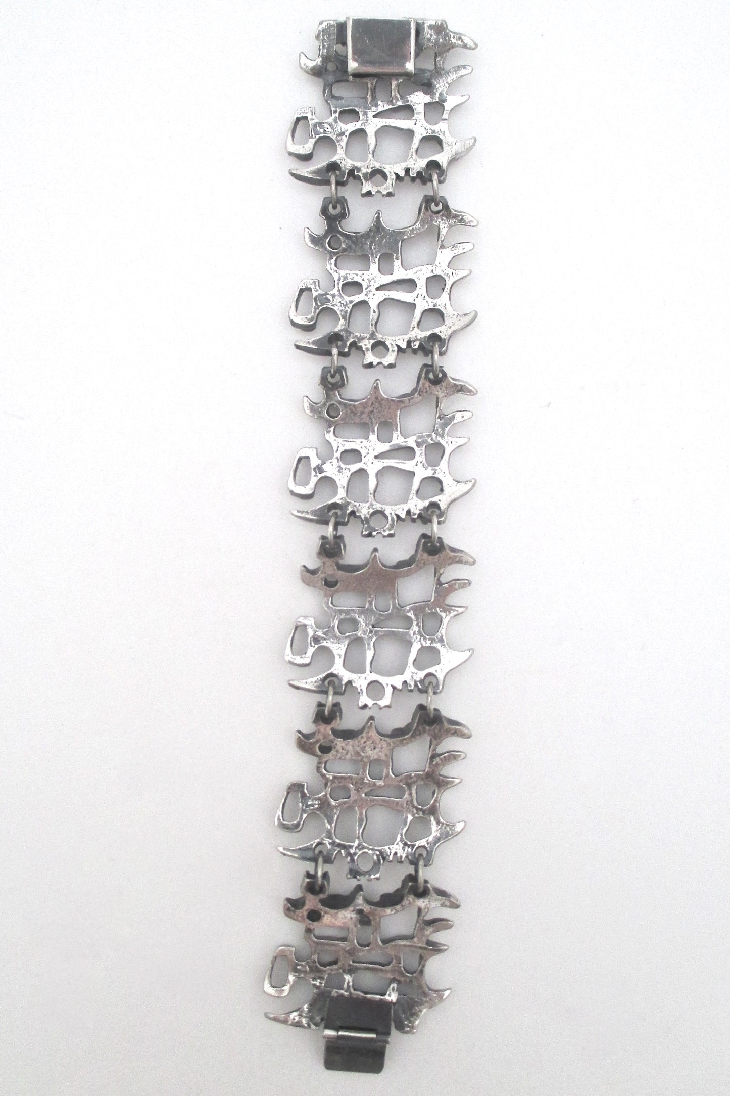 Guy Vidal openwork pewter panel link bracelet