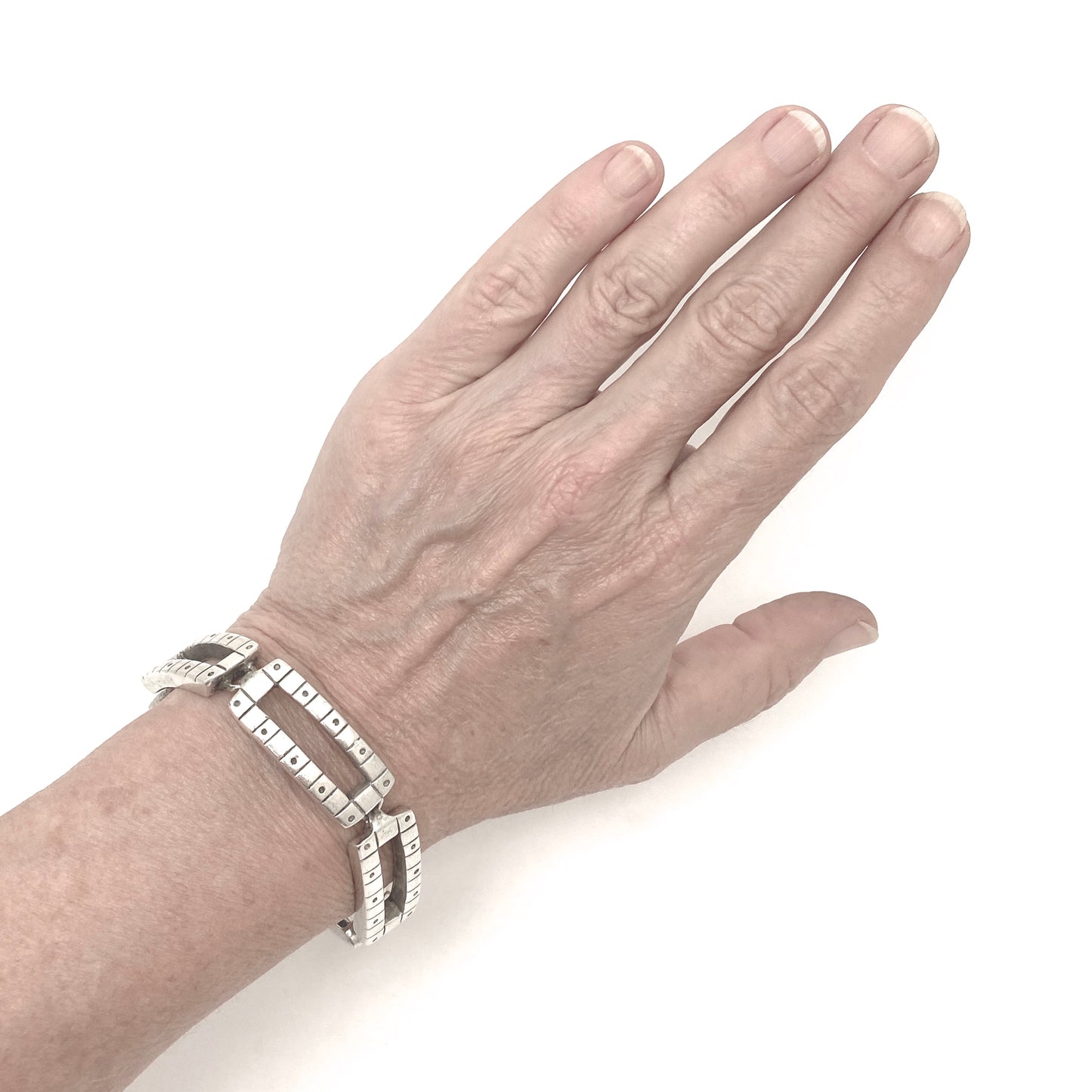 Lisa Jenks vintage silver link bracelet ~ 'Checkerboard'