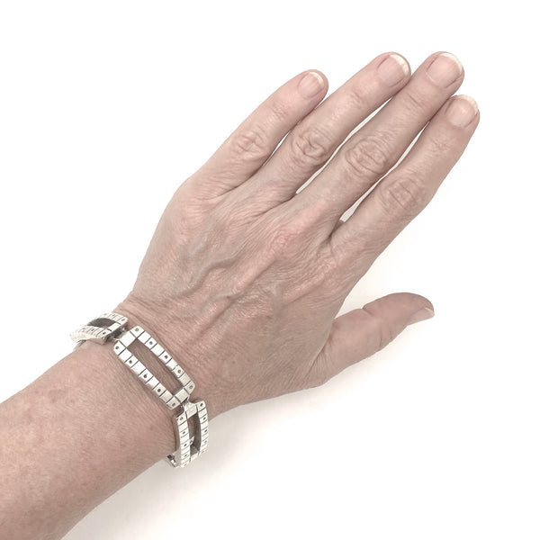Lisa Jenks vintage silver link bracelet ~ 'Checkerboard'