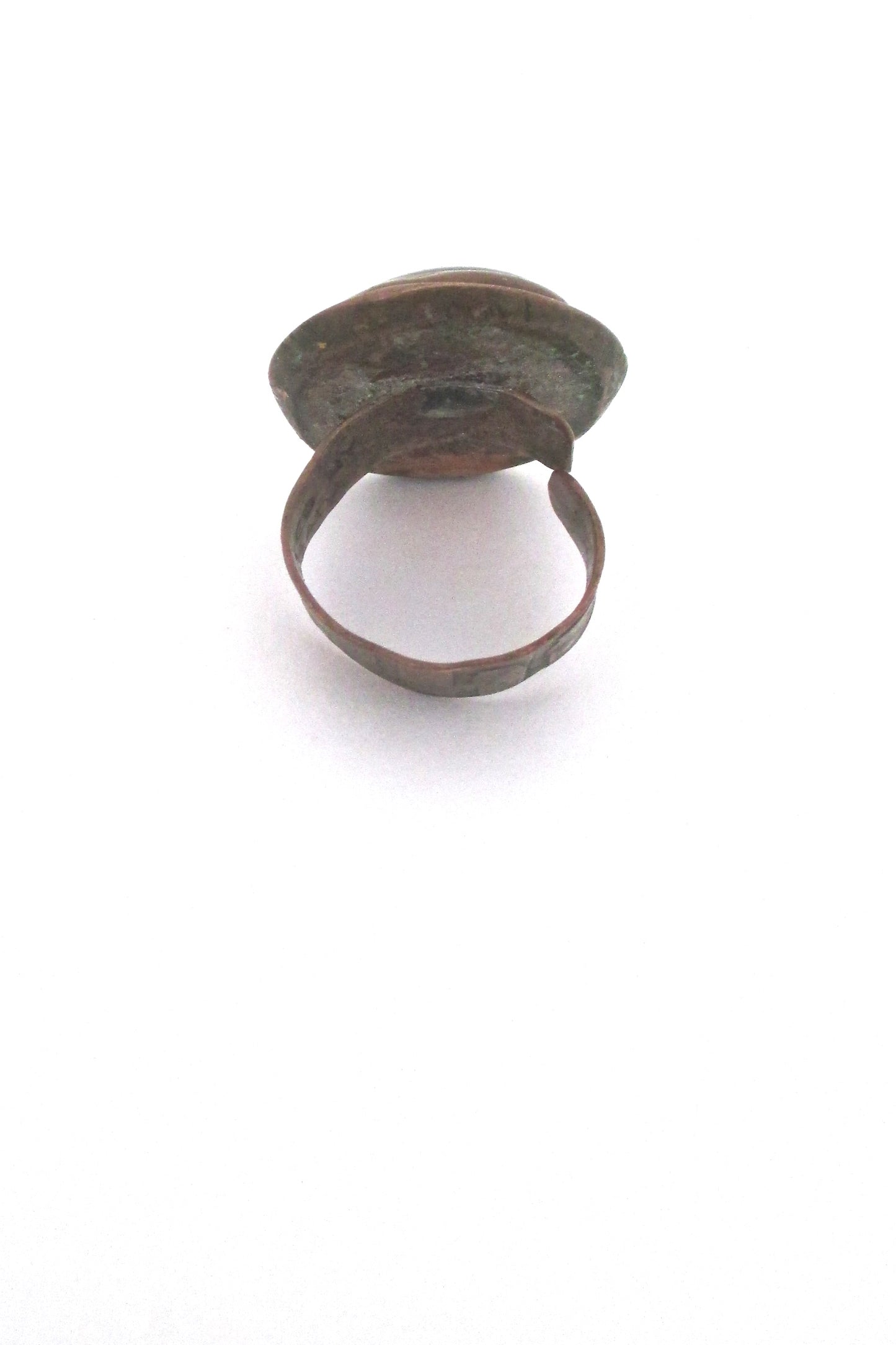profile Rafael Alfandary Canada vintage brutalist copper aqua glass ring early