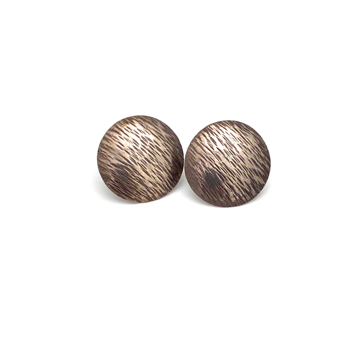 textured sterling silver studio made earrings ~ artist signed