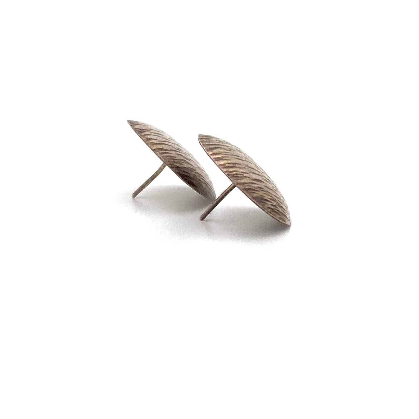 profile vintage textured sterling silver earrings post backs Modernist jewelry design