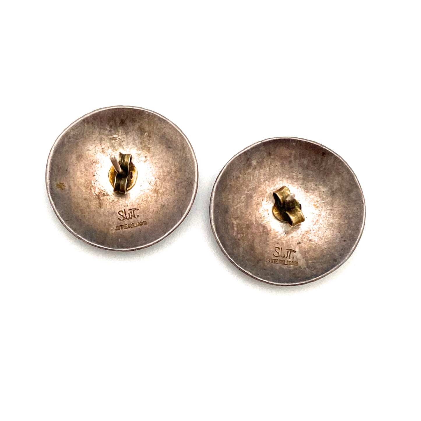 textured sterling silver studio made earrings ~ artist signed