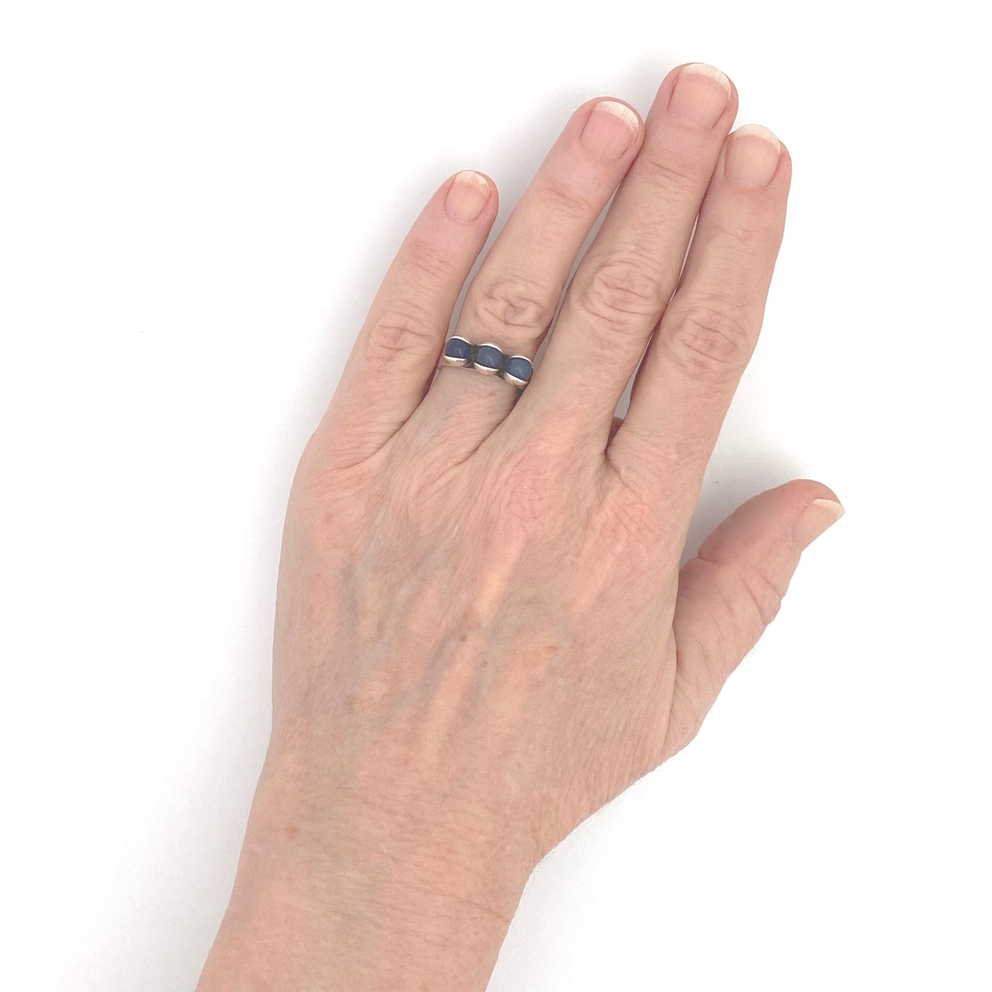 Kupittaan Kulta Finland vintage silver chalcedony rolling spheres ring Scandinavian Modernist jewelry design