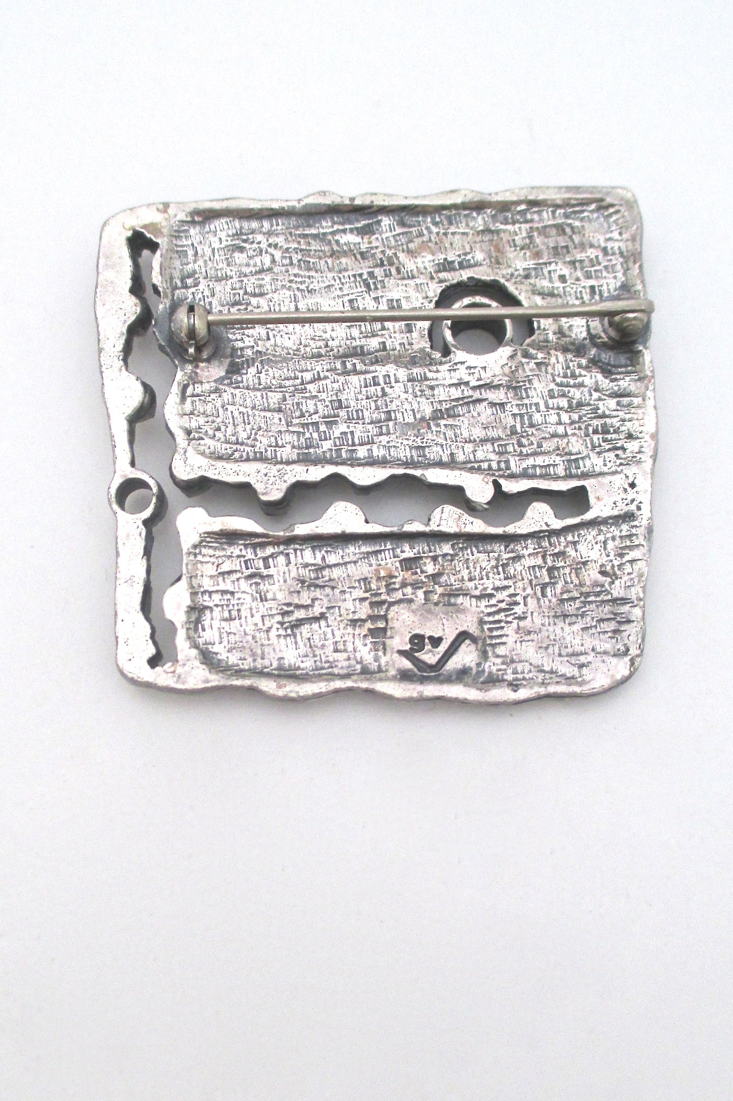 Guy Vidal textural pierced pewter brooch