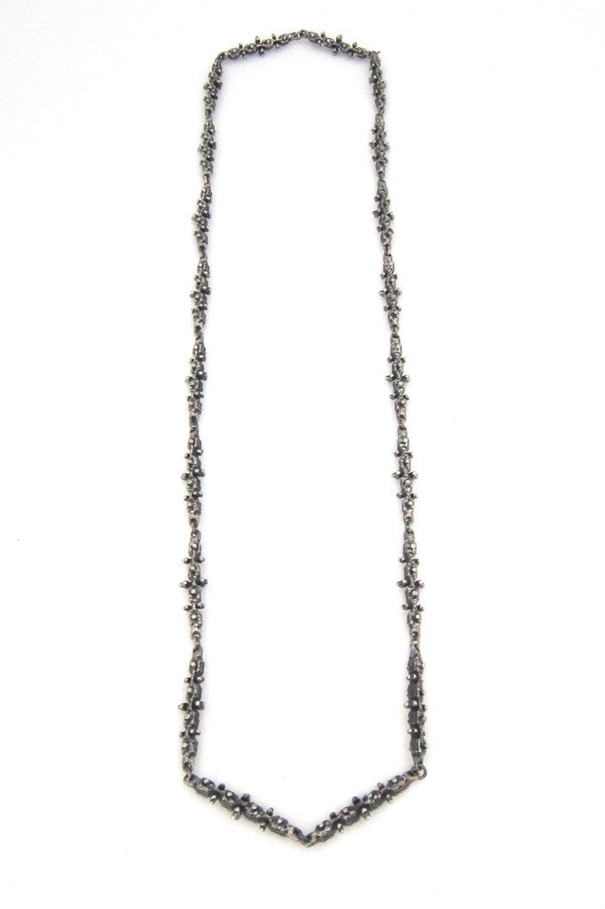 Guy Vidal Canada vintage brutalist pewter long link Knobbly chain Canadian Modernist jewellery design