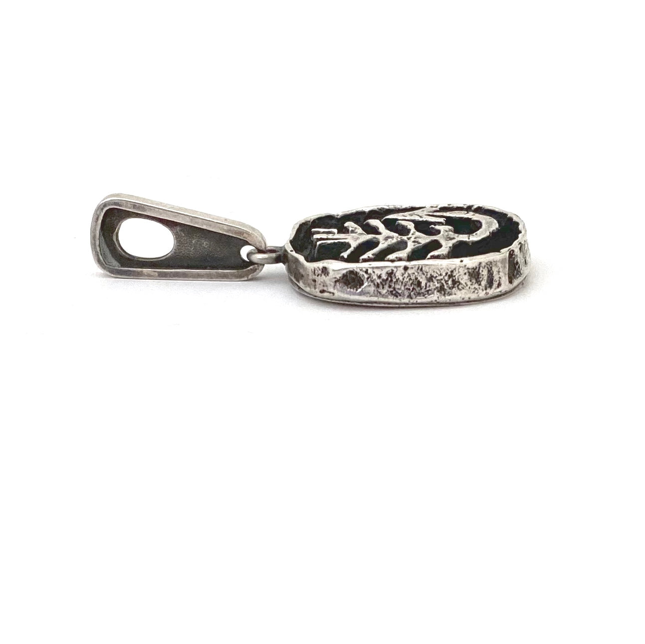 profile Walter Schluep Canada vintage heavy silver Scorpio scorpion shadow box pendant Modernist jewelry design