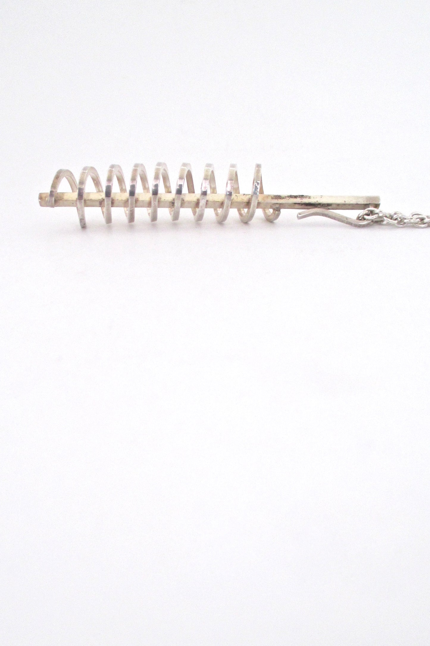 profile Henning Ulrichsen Denmark vintage silver long spiral pendant necklace Scandinavian Modernist design