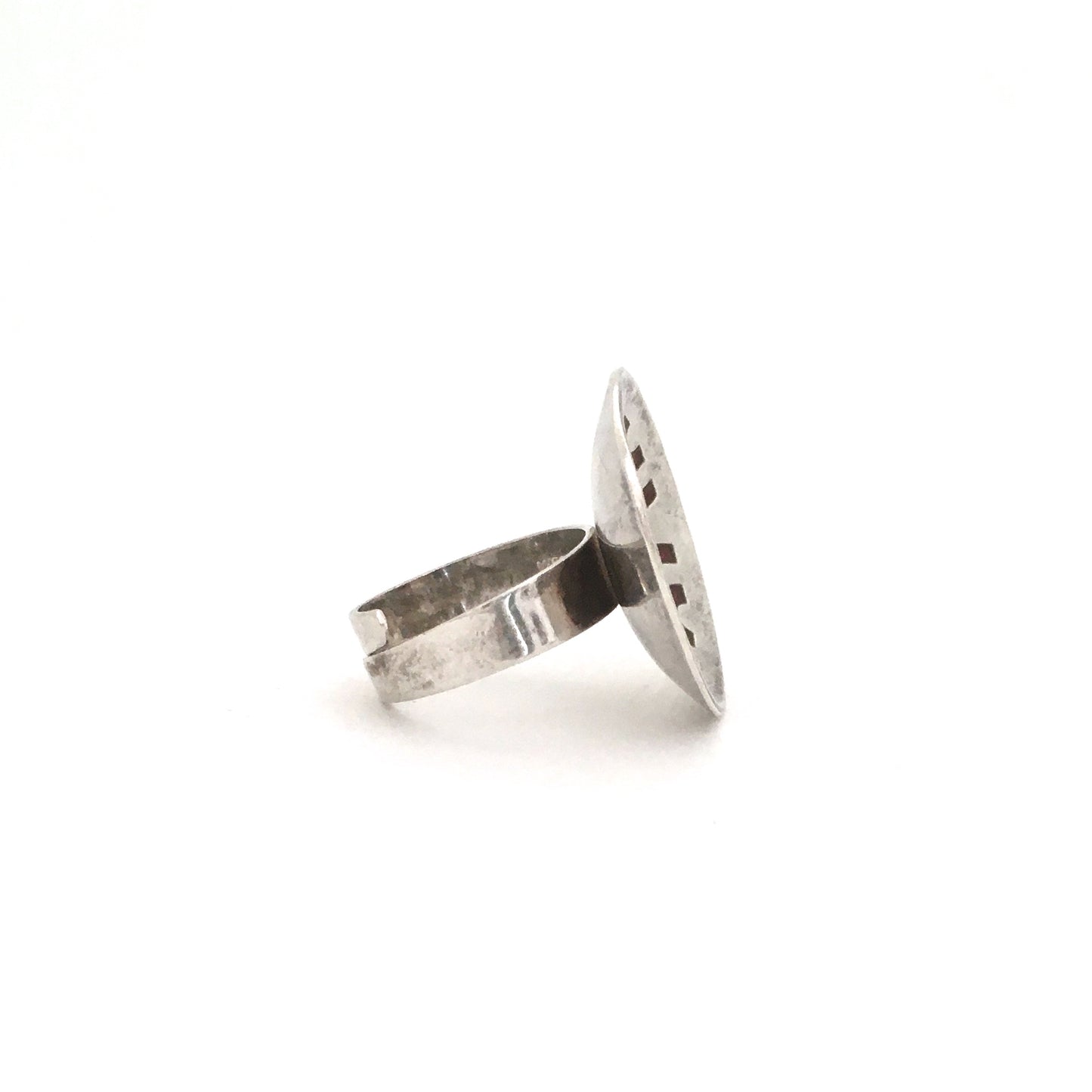 profile Aksel Holmsen Norway large vintage sterling silver red enamel ring Scandinavian Modern jewelry design