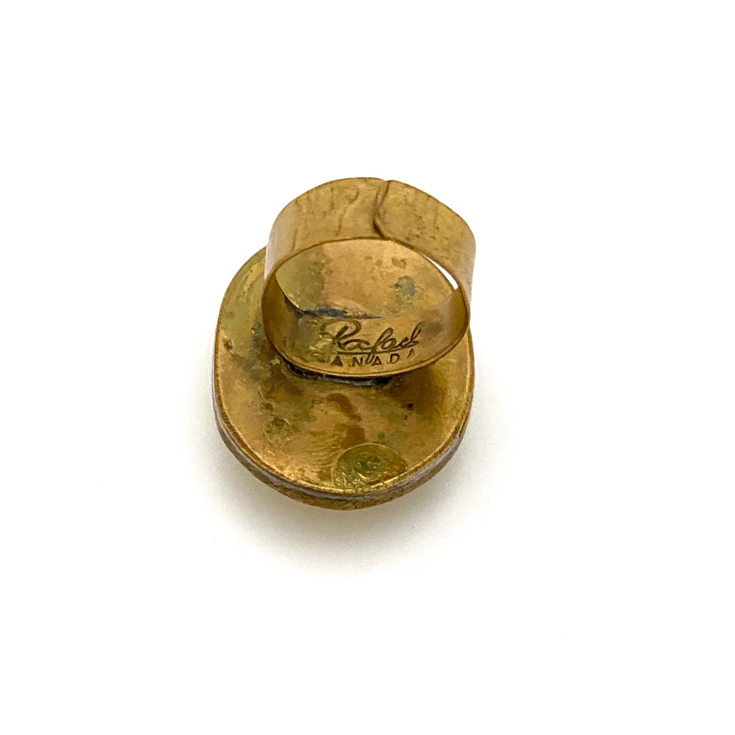 Rafael Canada large oval brass ring ~ butter yellow