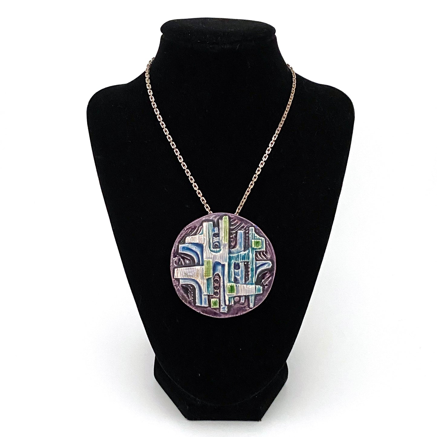 detail Avraham Pnina Gofer Israel vintage ceramic brooch pendant Modernist jewelry design