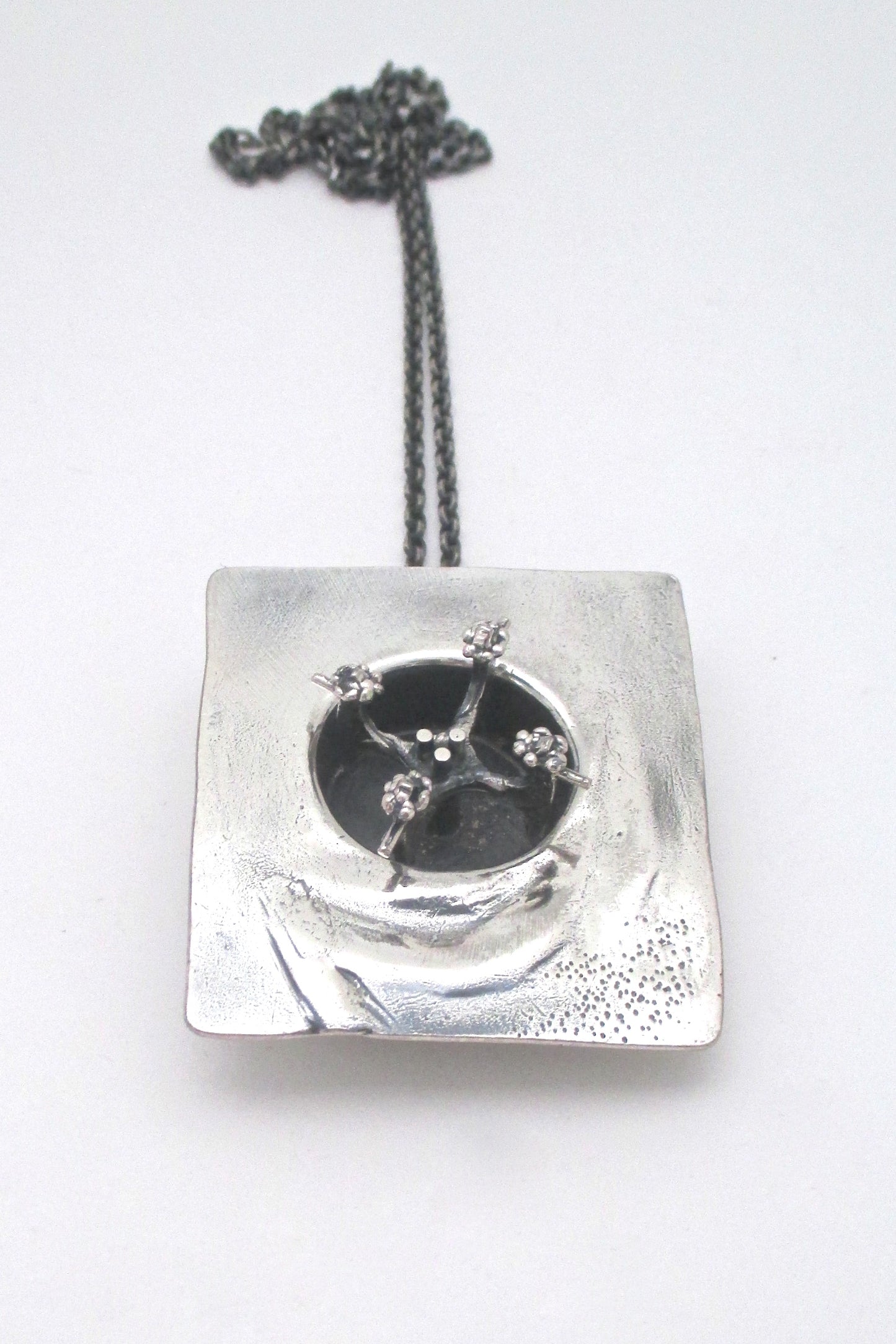 Guy Vidal rare kinetic shadowbox pendant necklace