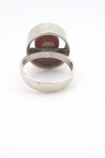 N E From silver & rhodochrosite shadowbox ring