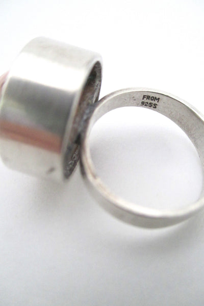 N E From silver & rhodochrosite shadowbox ring