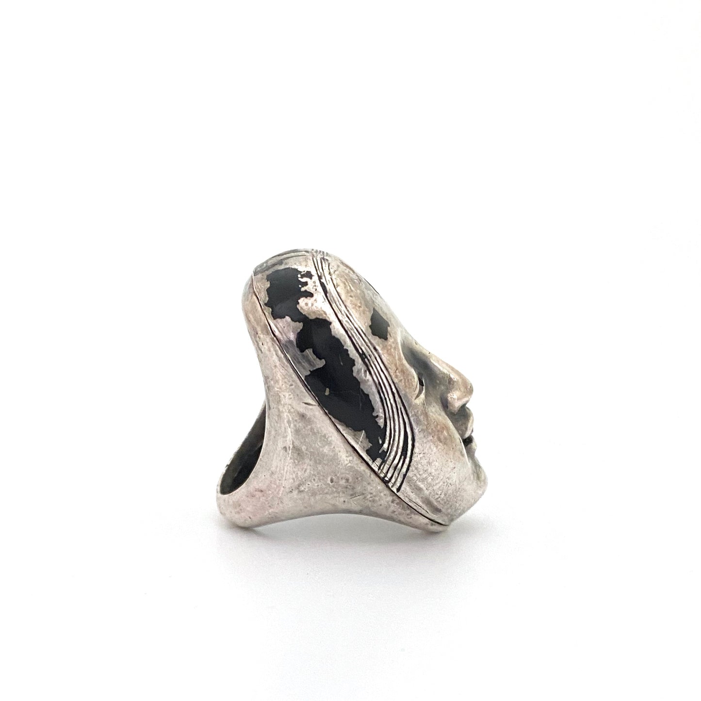 Trifari 'Japanese Mask' ring by Diane Love ~ scarce