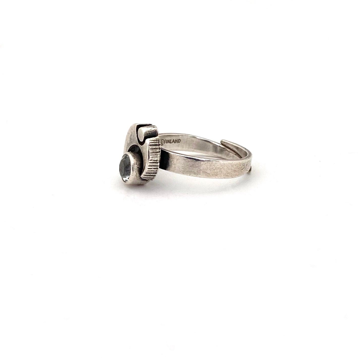 profile Karl Laine Sten and Laine Finland vintage silver rock crystal ring Scandinavian Modernist jewelry design
