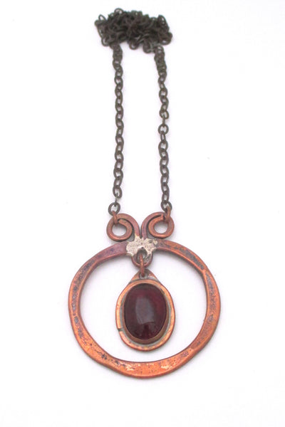 Rafael Canada copper & transparent ruby red kinetic pendant necklace