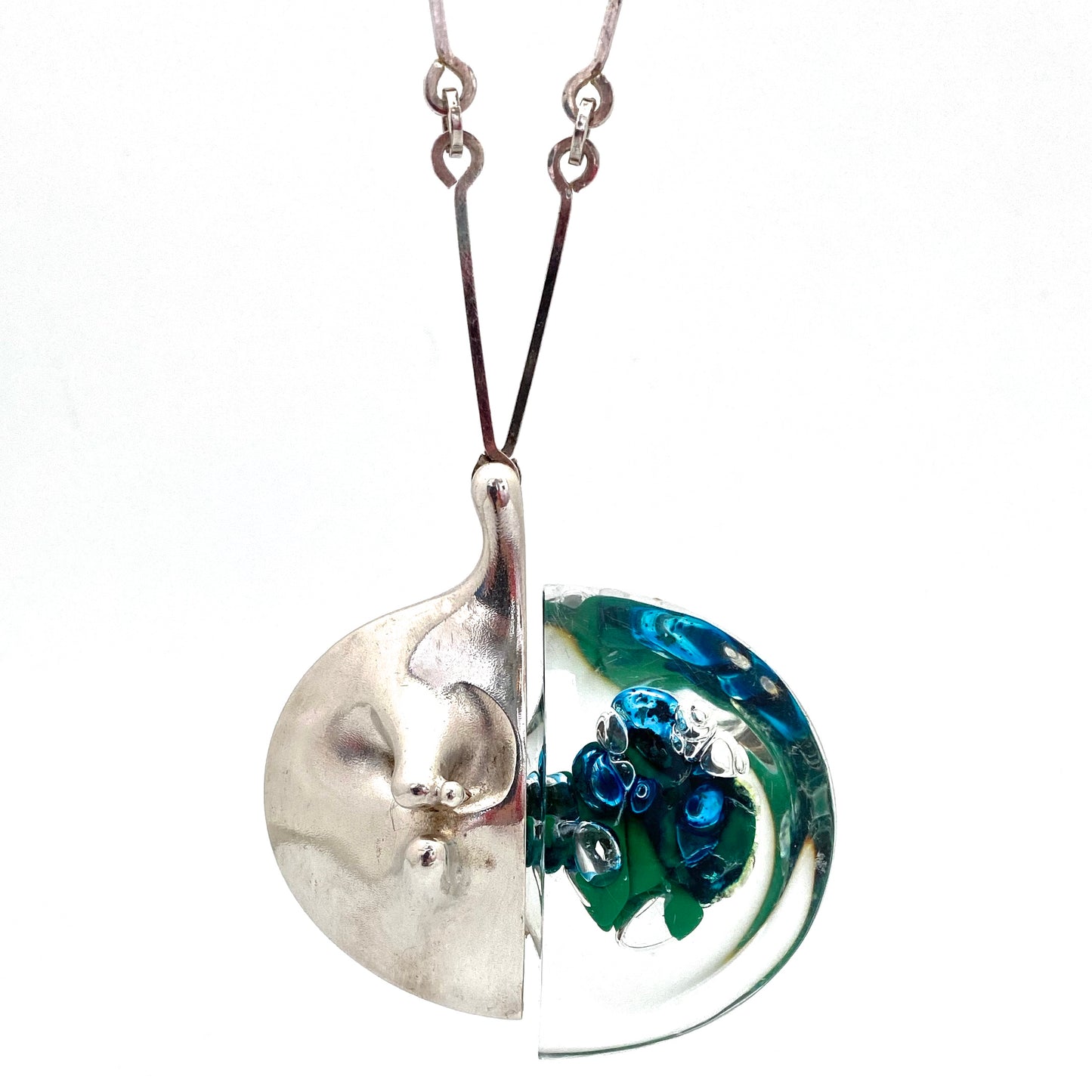 Lapponia 'Kilimanjaro' extra large silver & acrylic necklace ~ Bjorn Weckstrom 1974