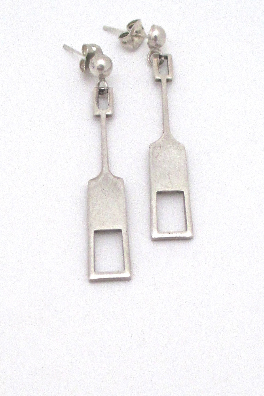 top Tone Vigeland for Plus Studios Norway mid century silver drop earrings Nordic Design