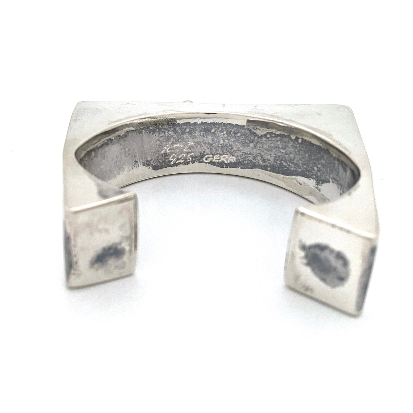 Gera silver, pearl and amethyst Modernist cuff bracelet
