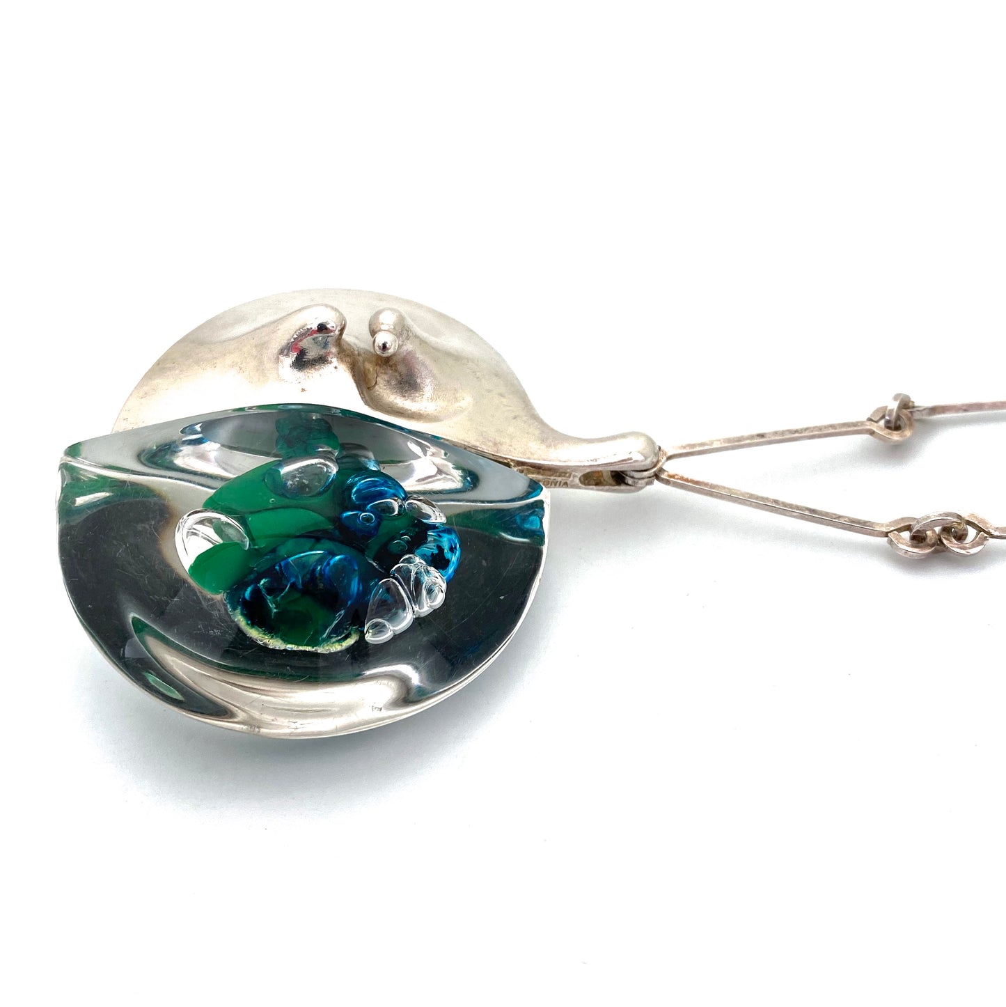Lapponia 'Kilimanjaro' extra large silver & acrylic necklace ~ Bjorn Weckstrom 1974