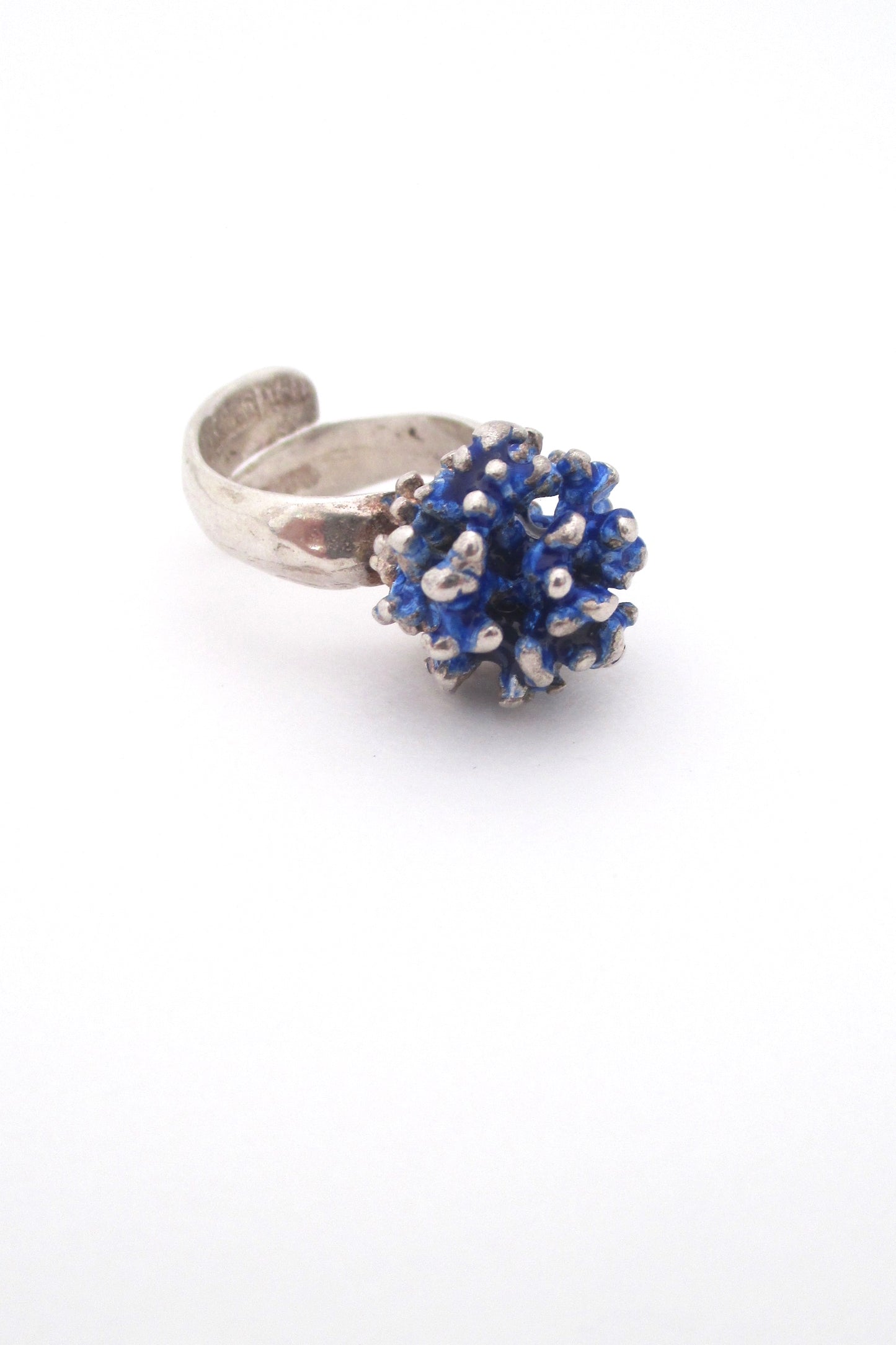 David Andersen silver enamel 'blue cluster' ring - Karl Jørgen Otteren