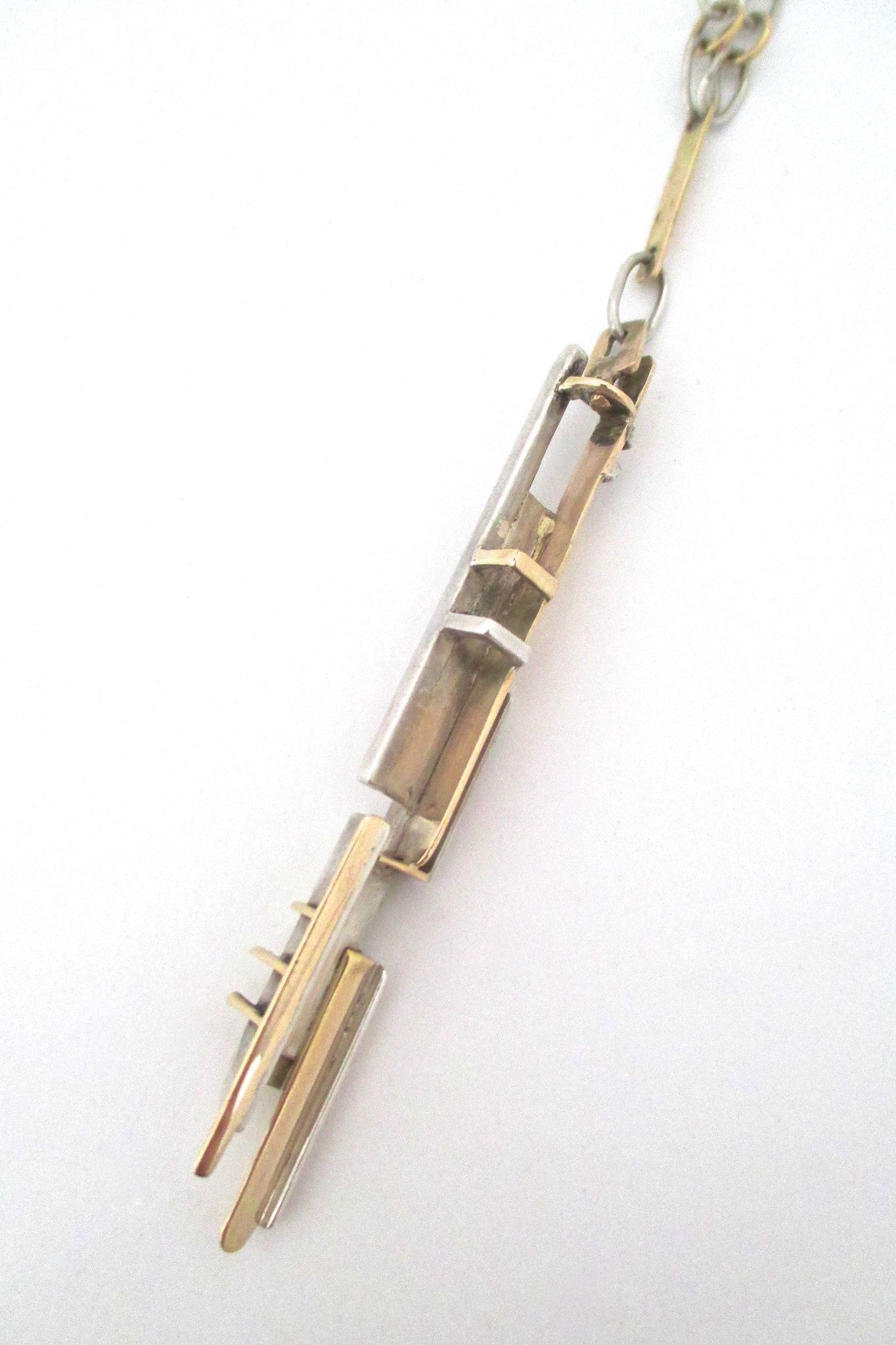 14k & sterling silver large modernist necklace