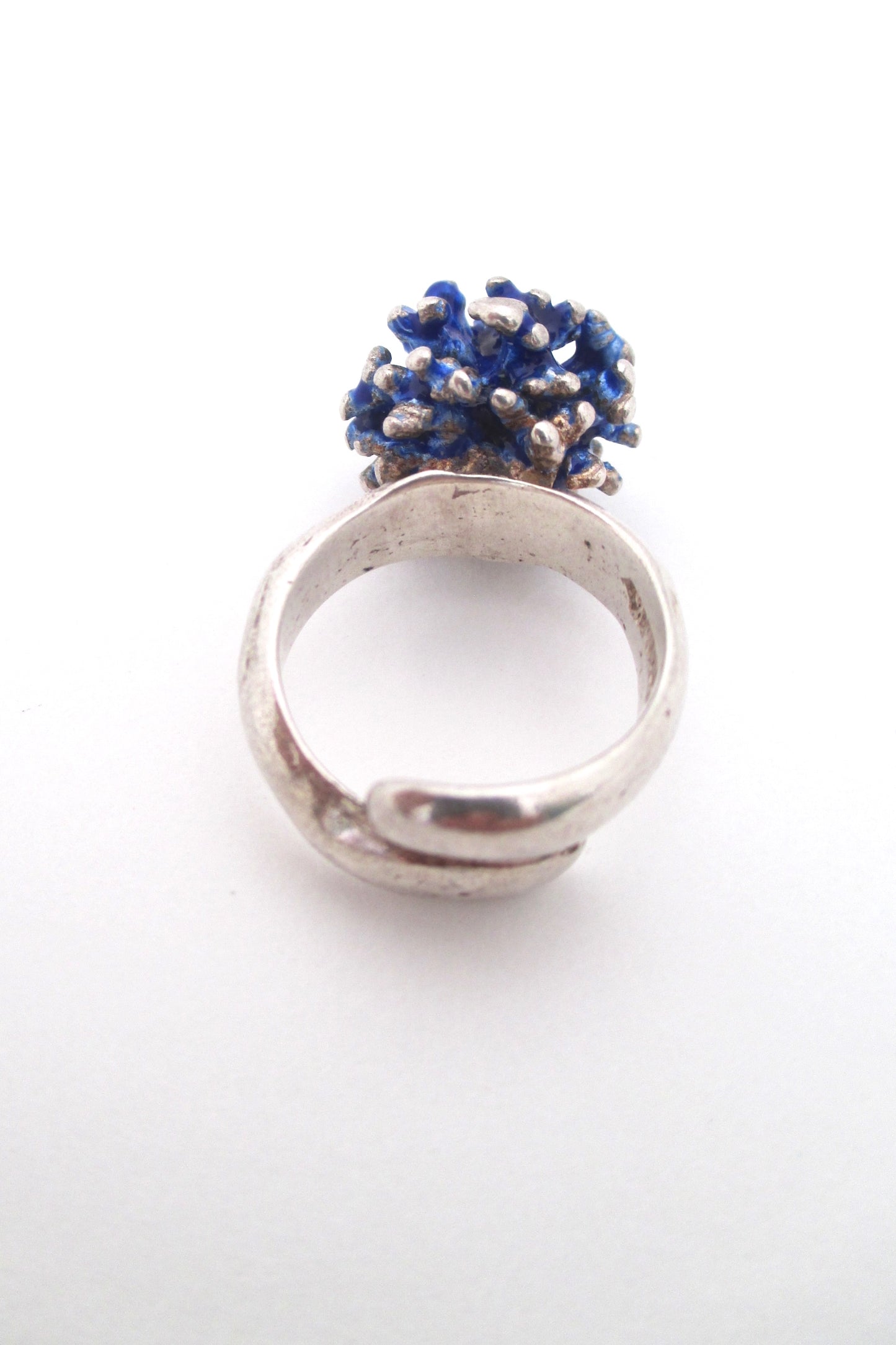 David Andersen silver enamel 'blue cluster' ring - Karl Jørgen Otteren