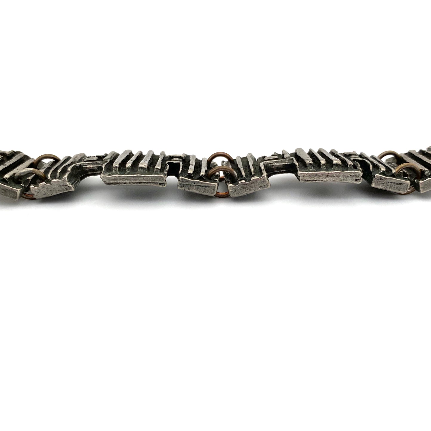 Robert Larin Canada brutalist pewter chunky panel link bracelet