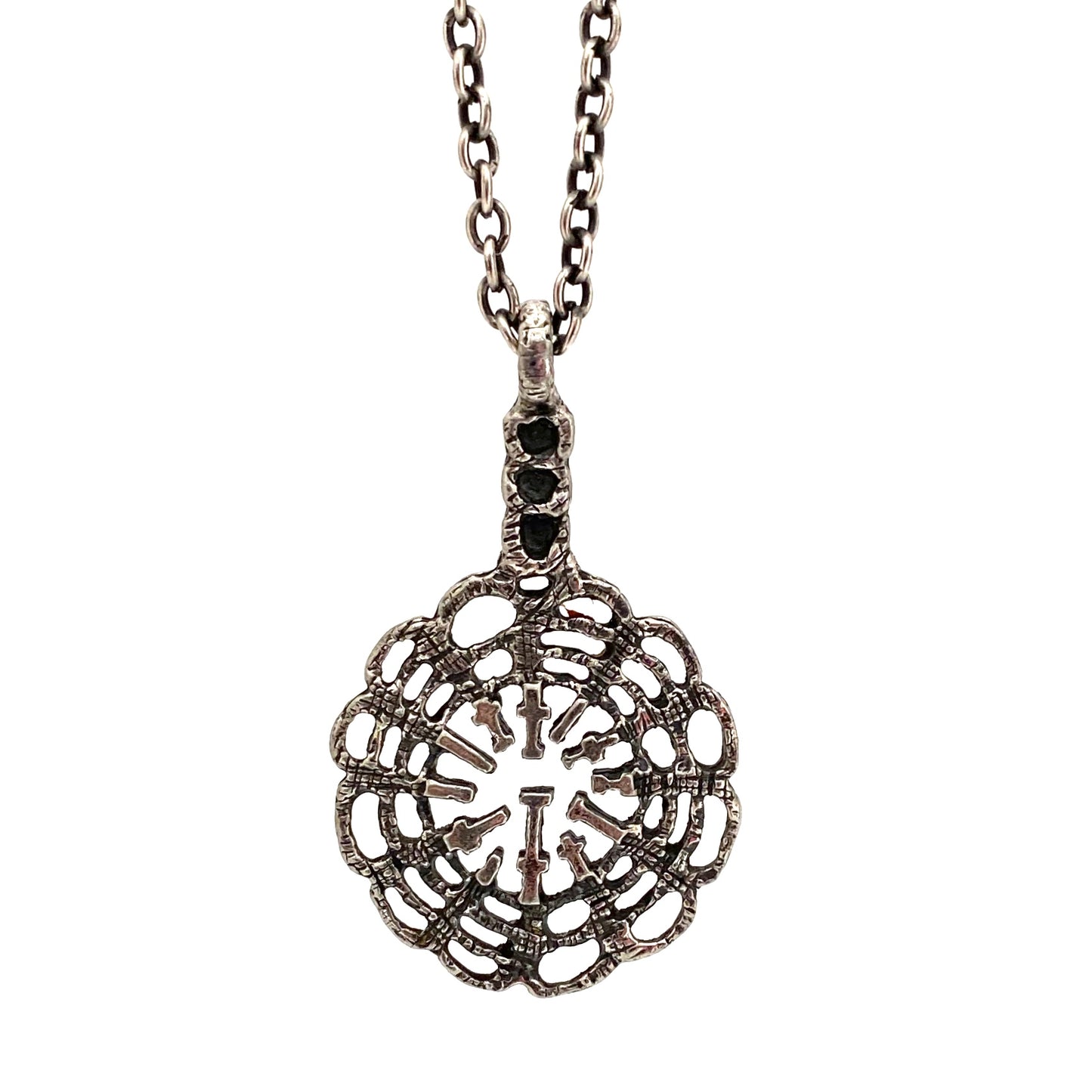 Robert Larin Canada vintage brutalist pewter openwork necklace