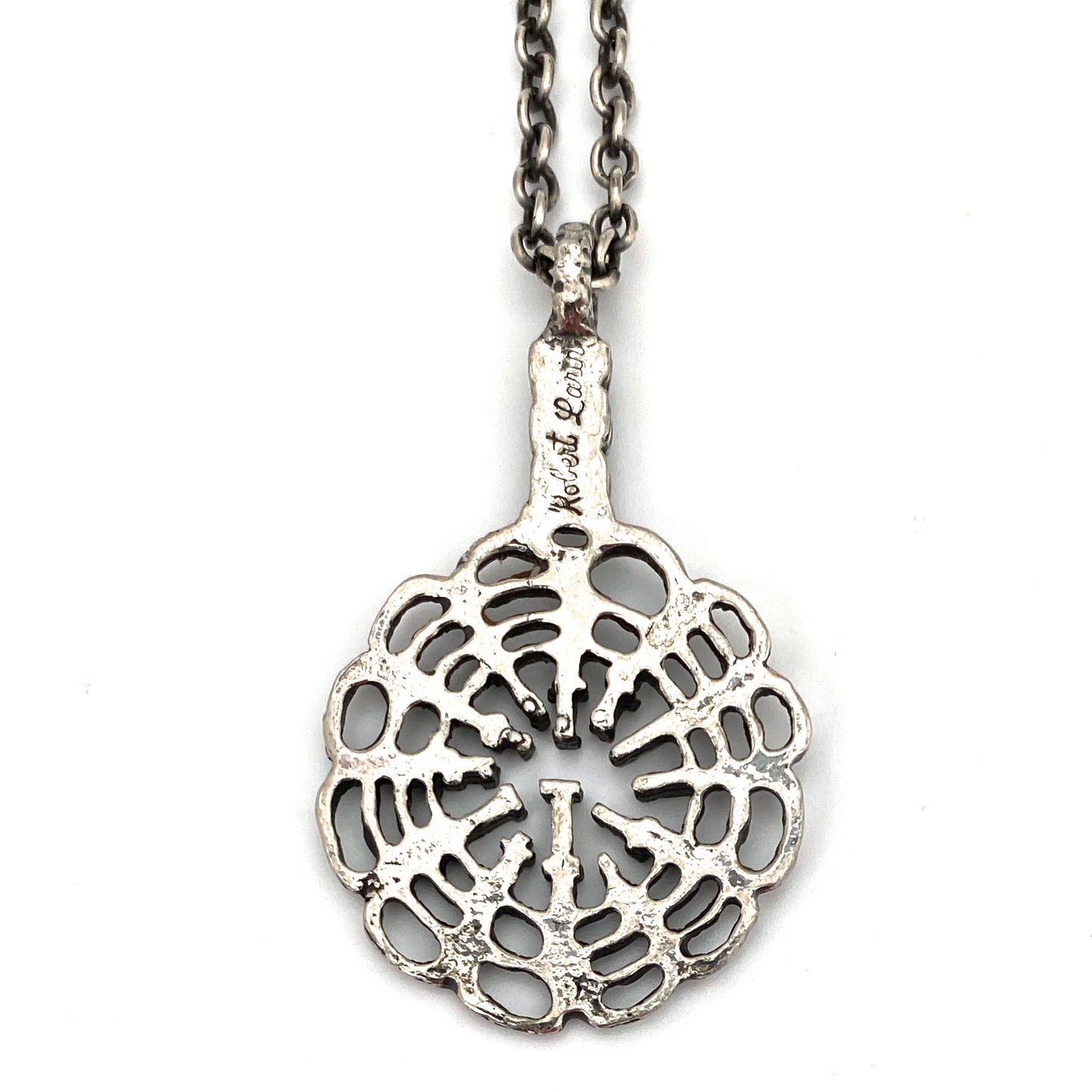 Robert Larin Canada vintage brutalist pewter openwork necklace