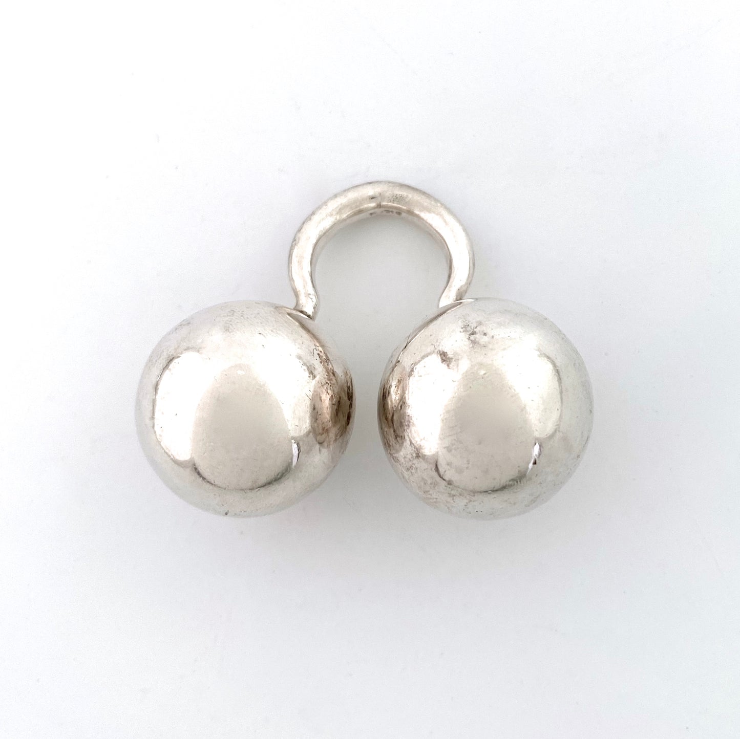 large vintage silver double sphere ring