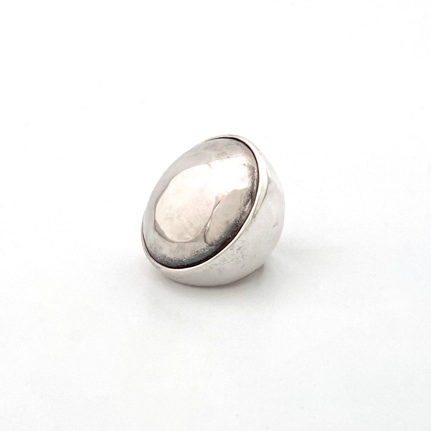 detail vintage silver extra large dome ring Modernist jewelry design