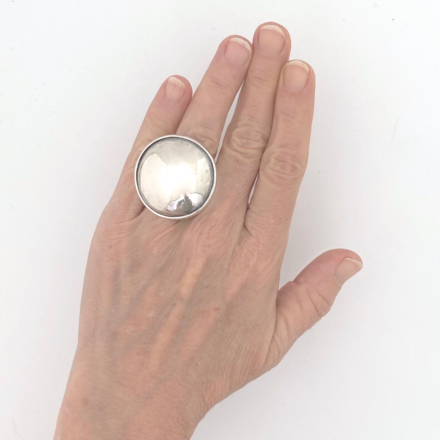 scale vintage silver extra large dome ring Modernist jewelry design