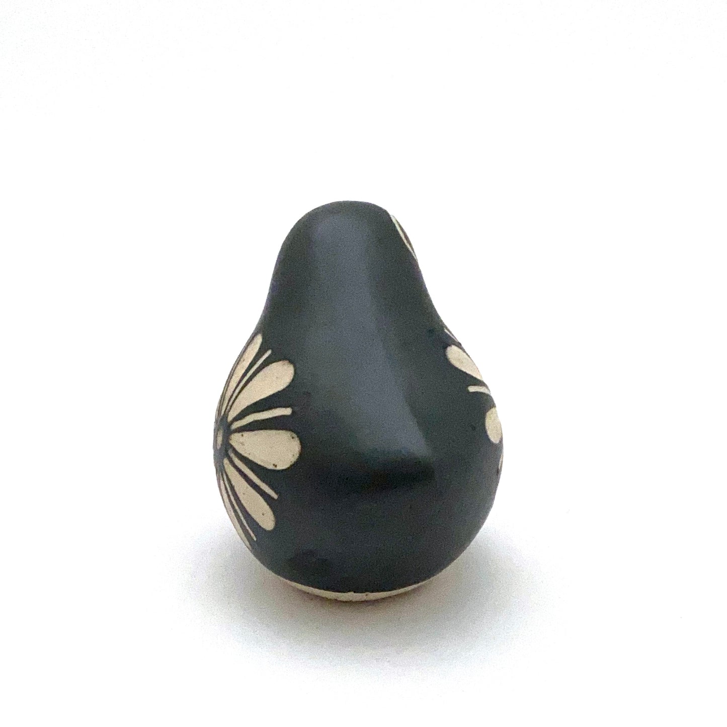 detail Strawberry Hill Pottery vintage ceramic small bird matte black glaze