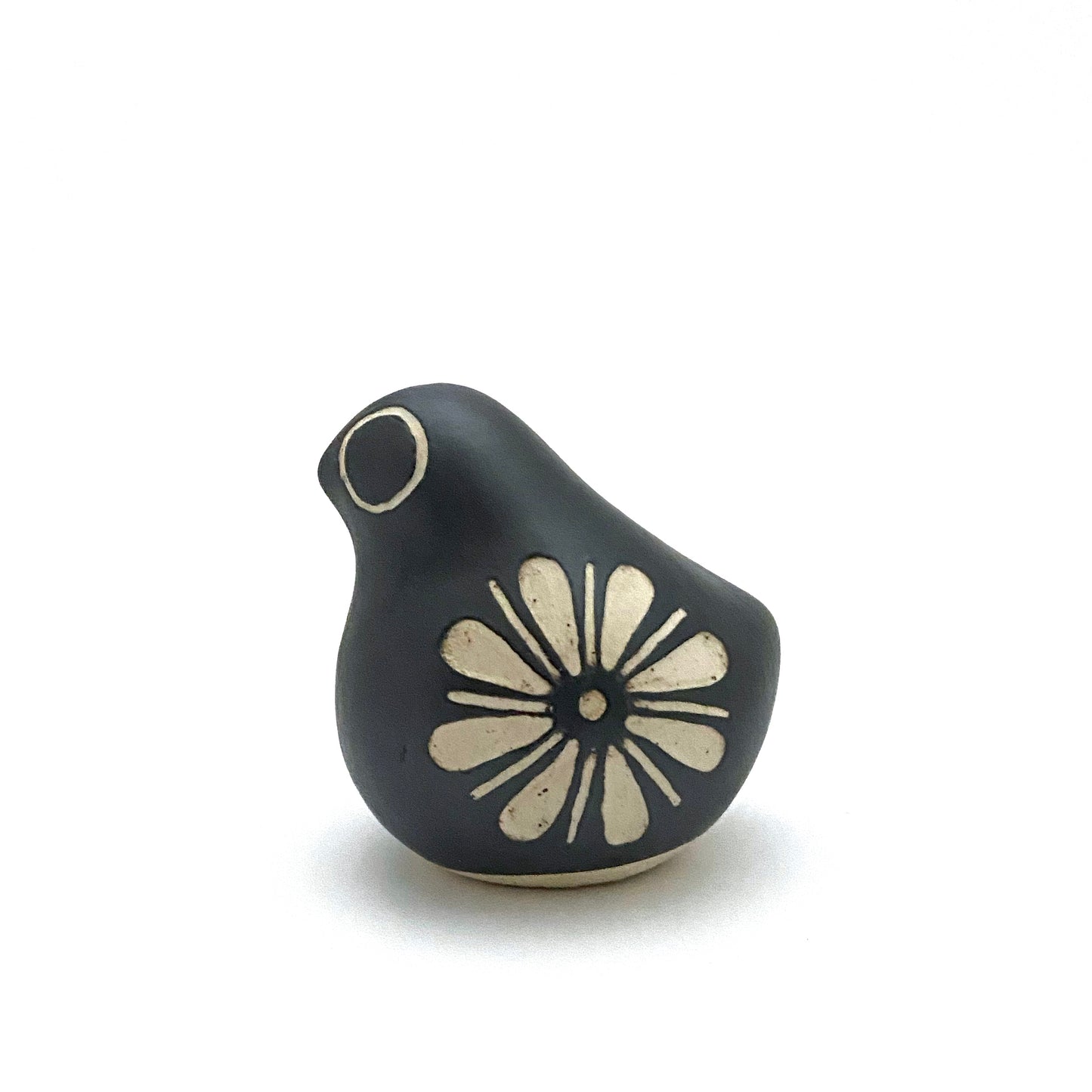 profile Strawberry Hill Pottery vintage ceramic small bird matte black glaze