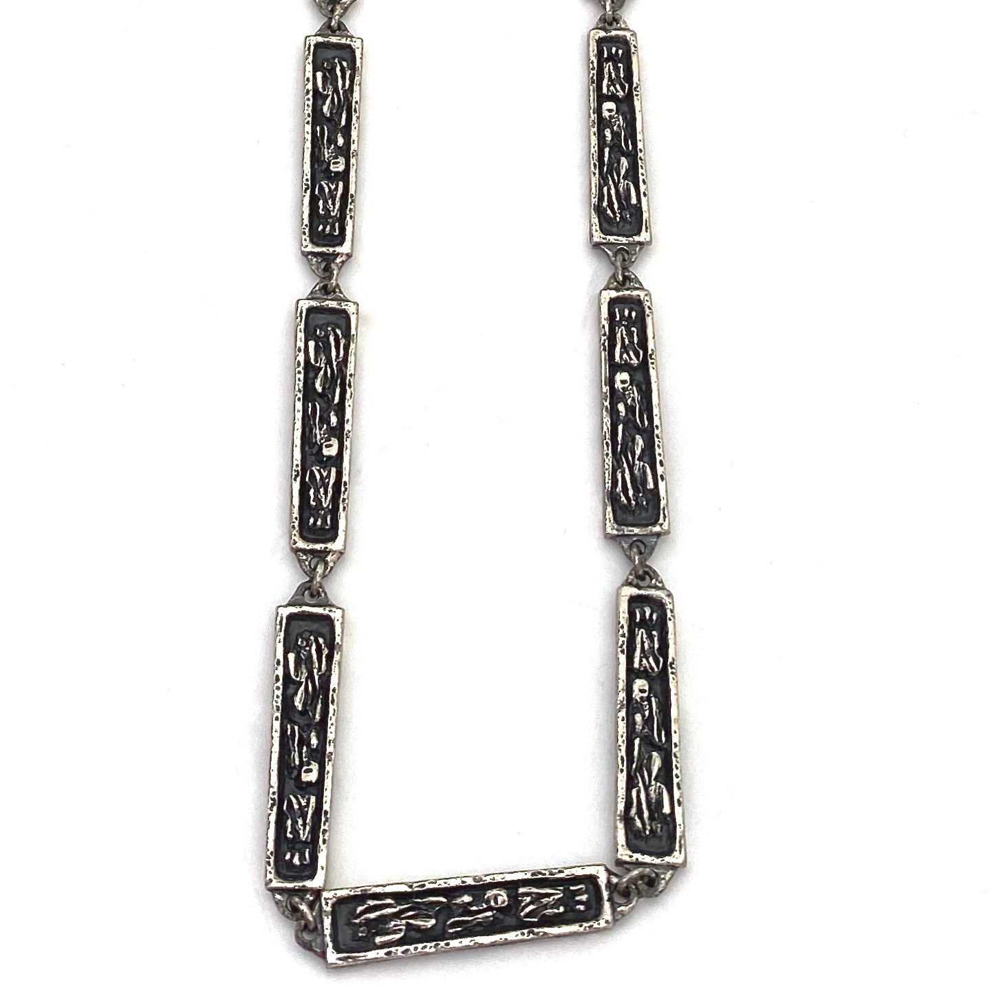Guy Vidal two-in-one double sided brutalist pewter long link chain necklace