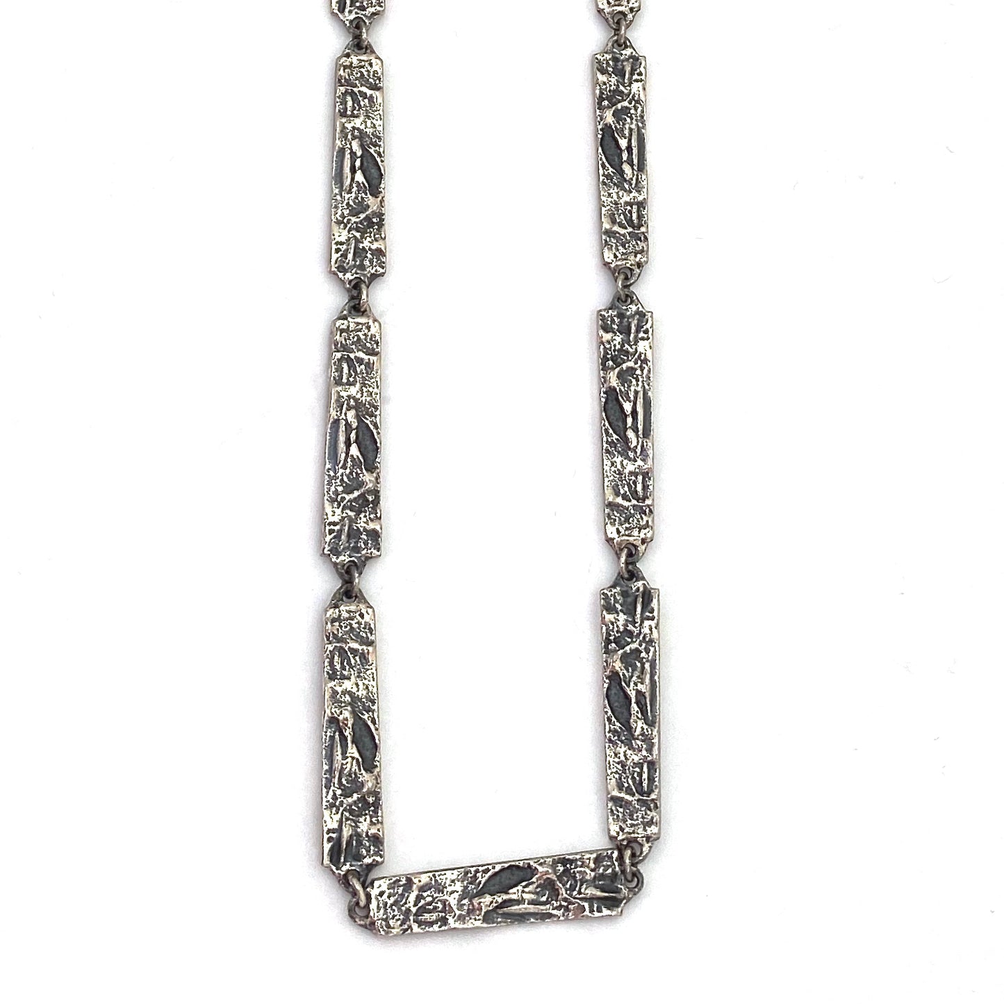 Guy Vidal two-in-one double sided brutalist pewter long link chain necklace