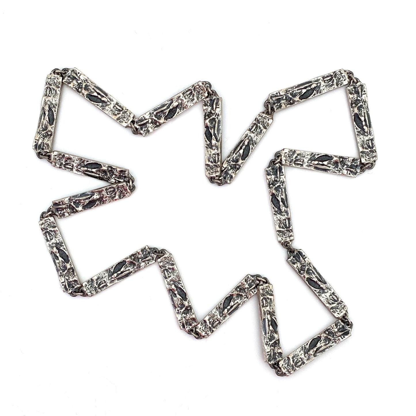Guy Vidal two-in-one double sided brutalist pewter long link chain necklace
