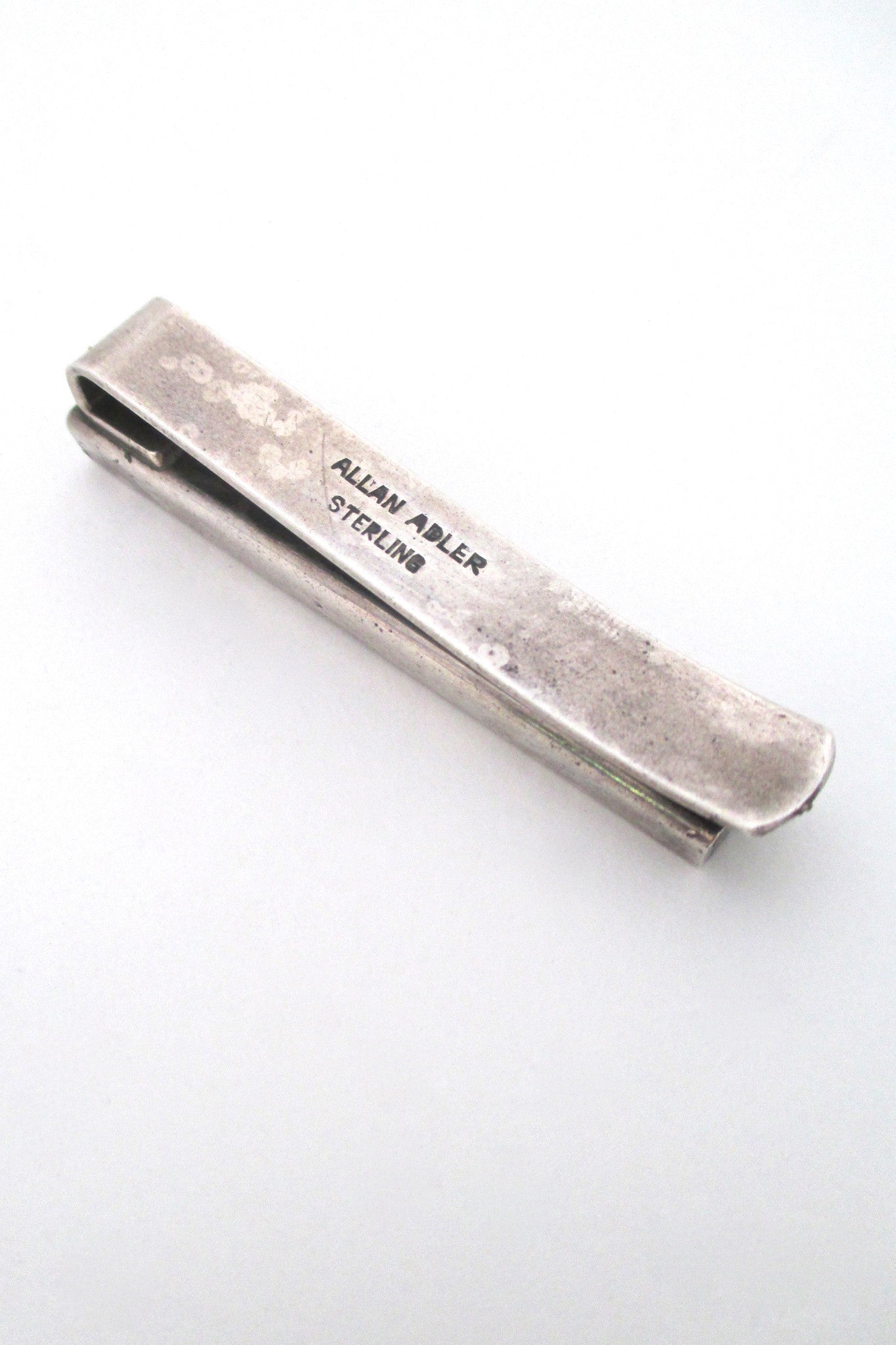 Allan Adler sterling silver & ebony modernist tie bar