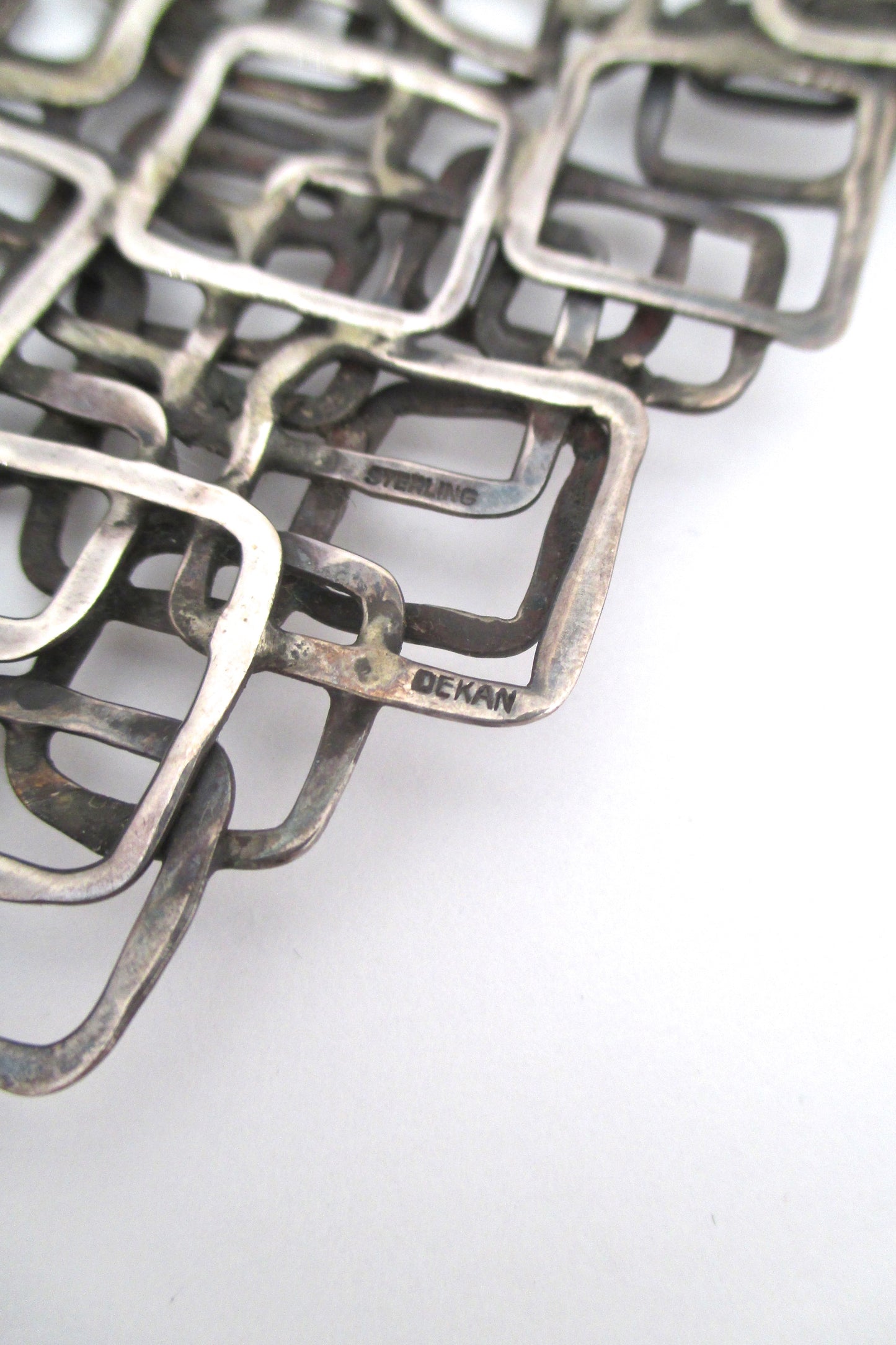 studio made sterling silver large 'layered squares' neck piece - signed