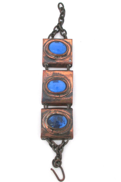 Rafael Canada copper & bright mirrored blue link bracelet