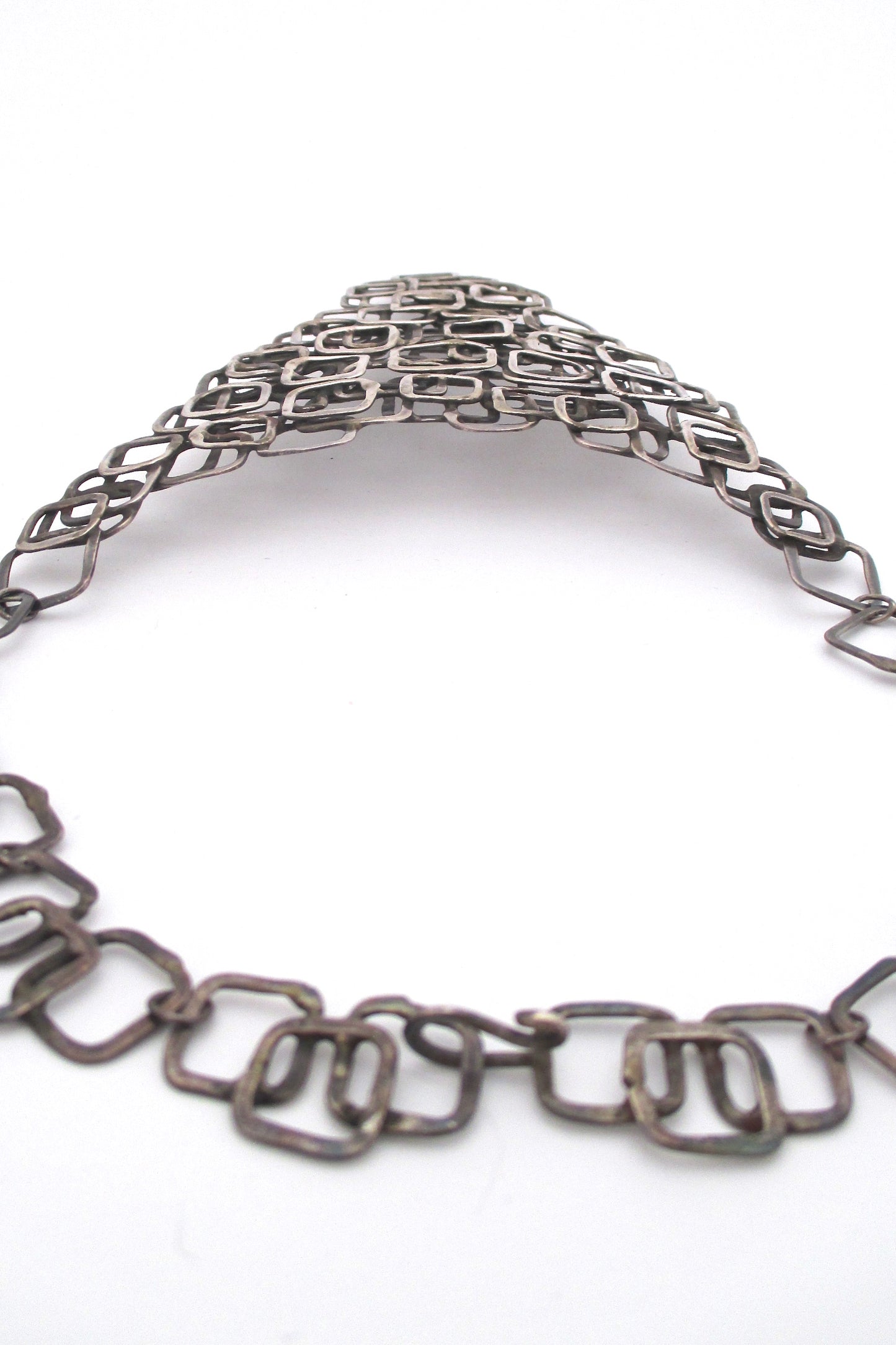 studio made sterling silver large 'layered squares' neck piece - signed