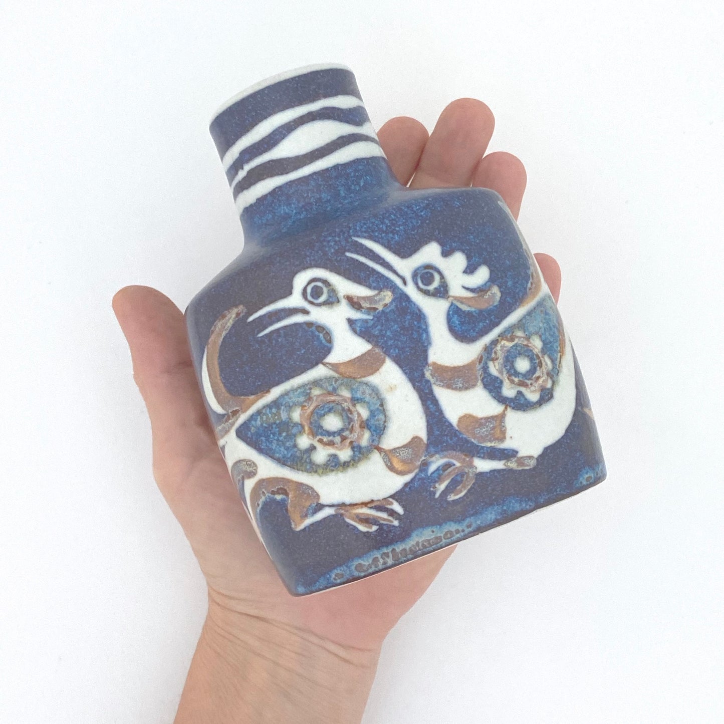 scale Royal Copenhagen Denmark vintage faience ceramic Baca bird vase Nils Thorsson